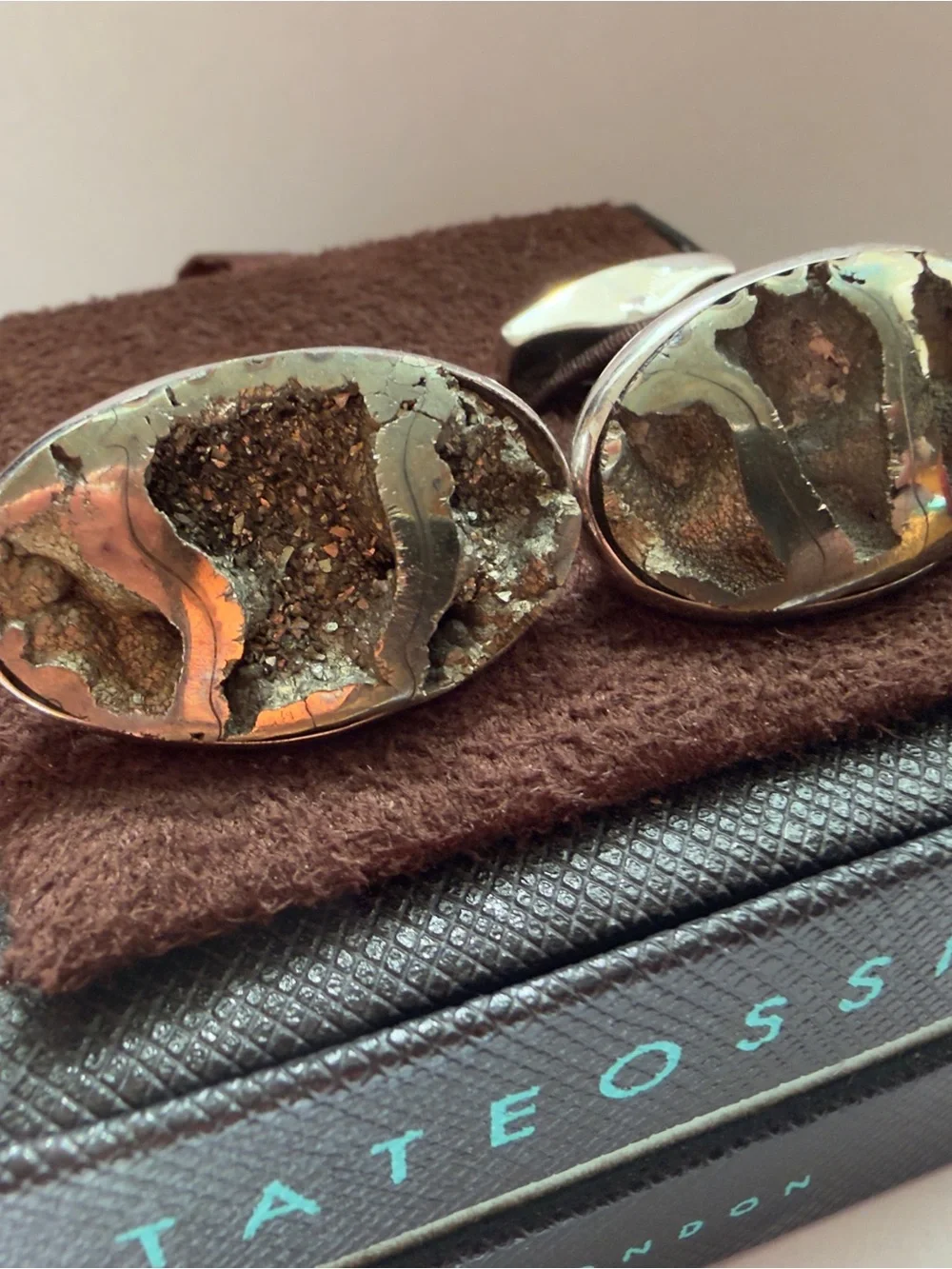 Tateossian CL3501 Ammonite Fossil .925 Sterling Silver Cufflinks Limited 7/14